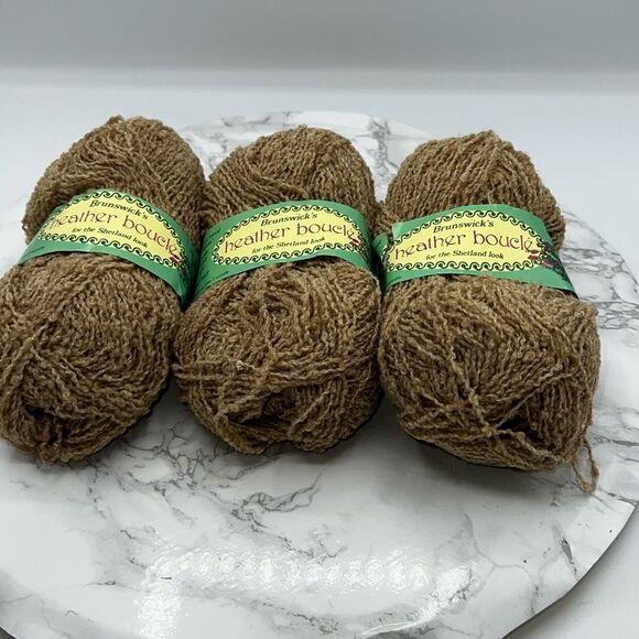 Brunswick’s Other - BRUNSWICK’S Heather Boucle Wheat Heather Vintage Yarn-50g each Lot of 3